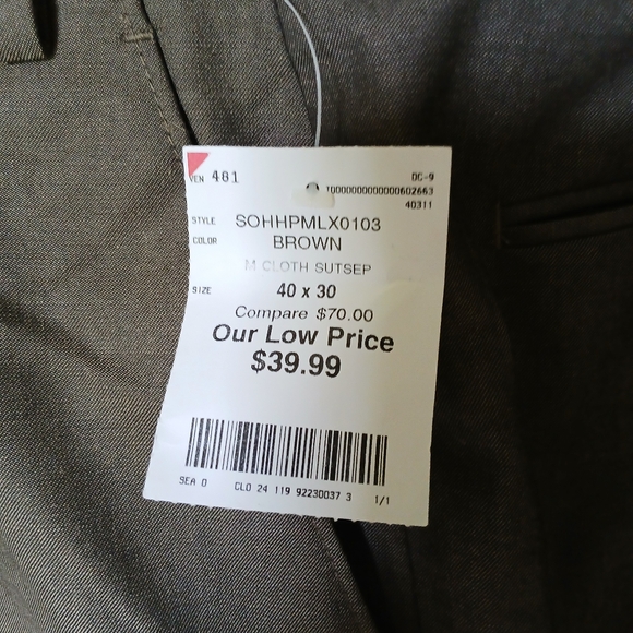 Sean John Mens Dress Pants Size 40W X 28L Color Tan/Brown - Picture 10 of 12